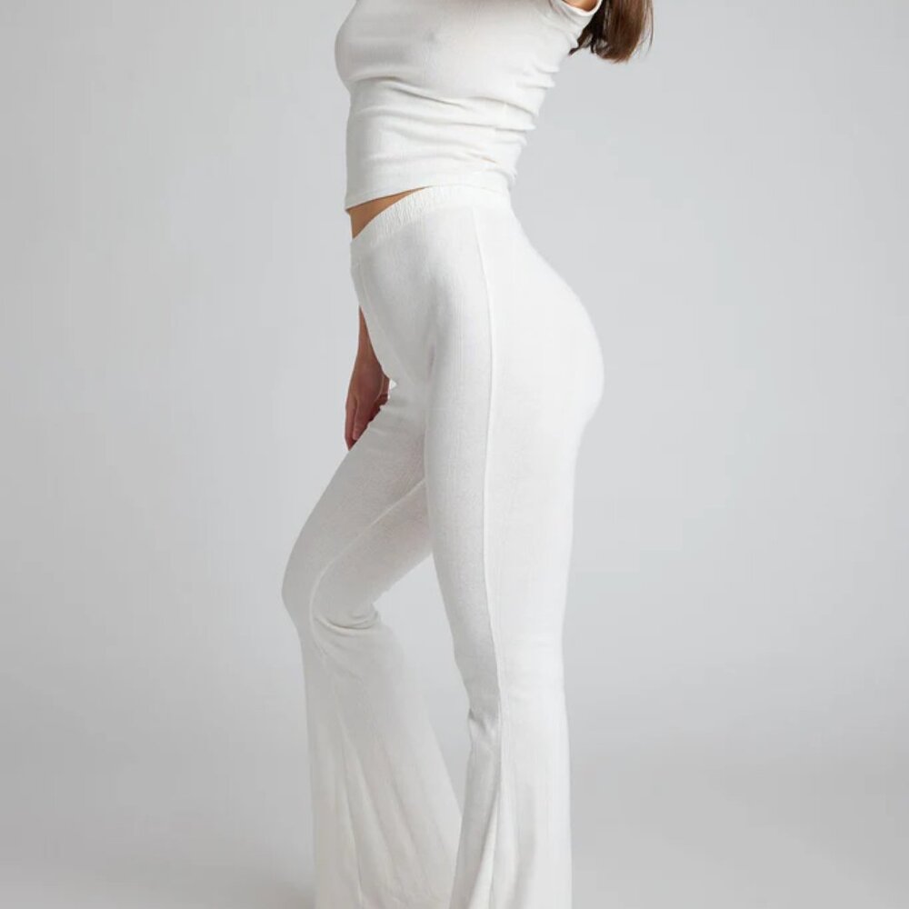 Negative Underwear organic pointelle flare pant, white, sz M - Picture 2 of 14